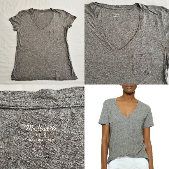 Madewell Tops - ‼SOLD‼ Madewell Whisper V-neck pocket Tee Gray